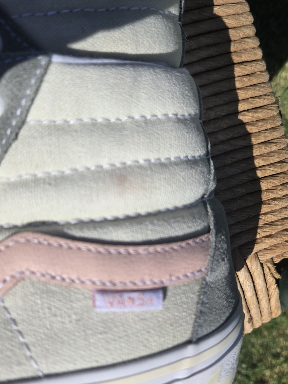 Vans Suade High-Top Sneakers in Gray, Pink & White - Picture 5 of 8